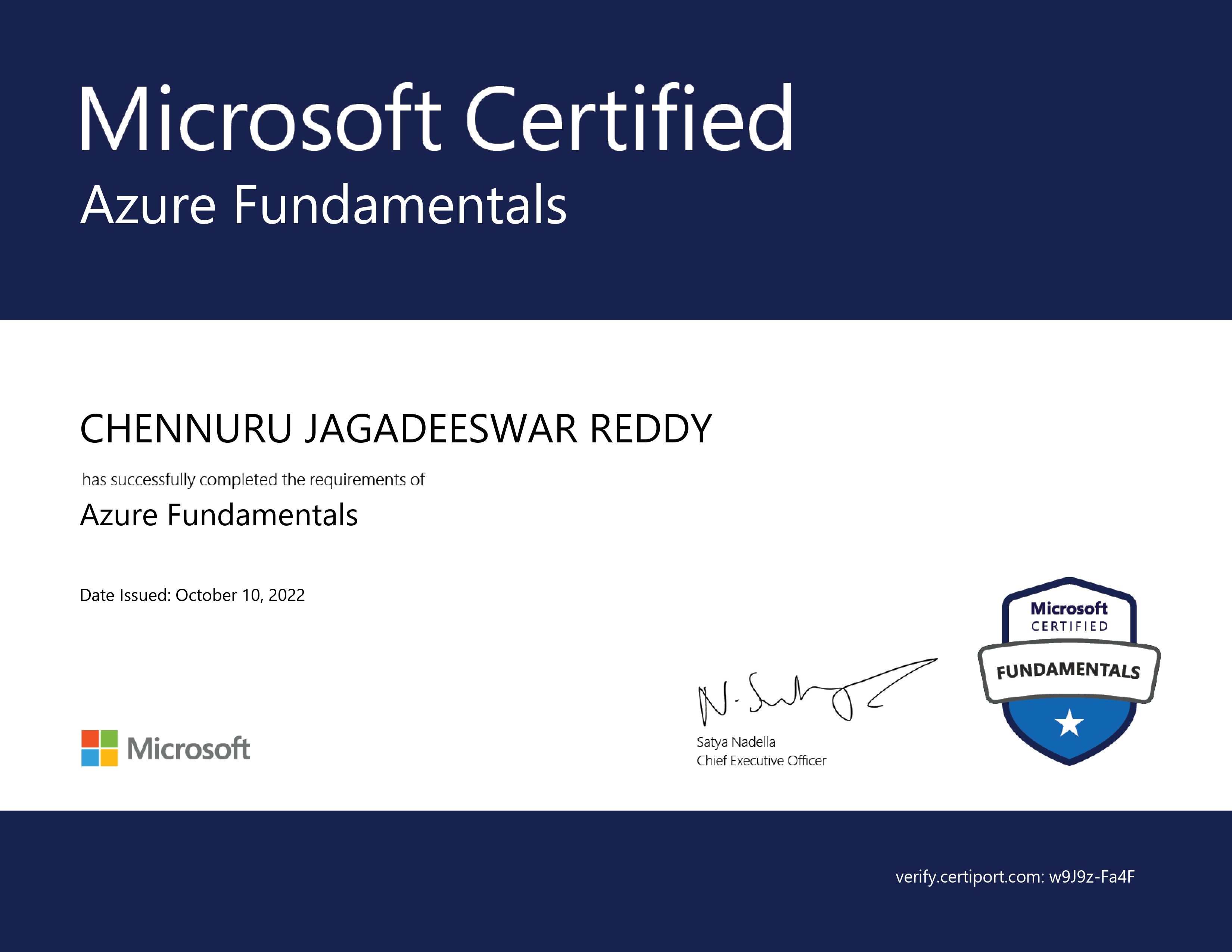 Microsoft Azure certificate